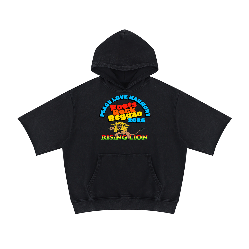 Unisex Mineral Wash Short Sleeve Hoodie