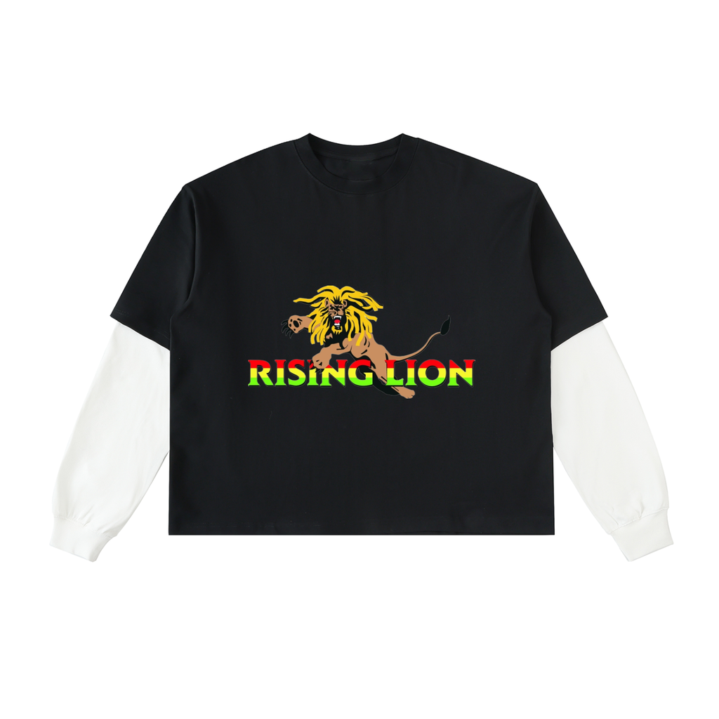 Layered Contrast Sleeve Cotton T-Shirt