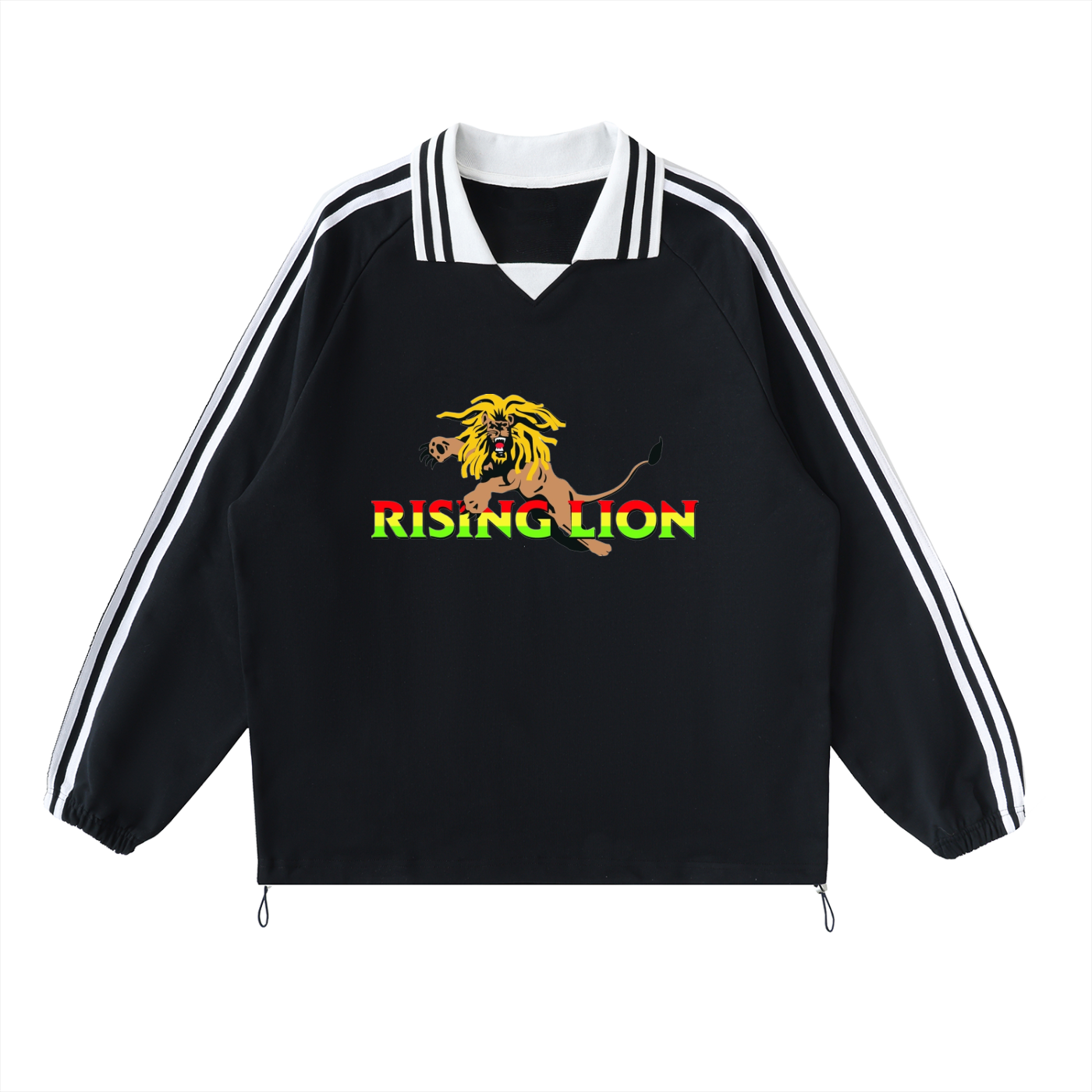 Contrast Striped Lapel Collar Sweatshirt