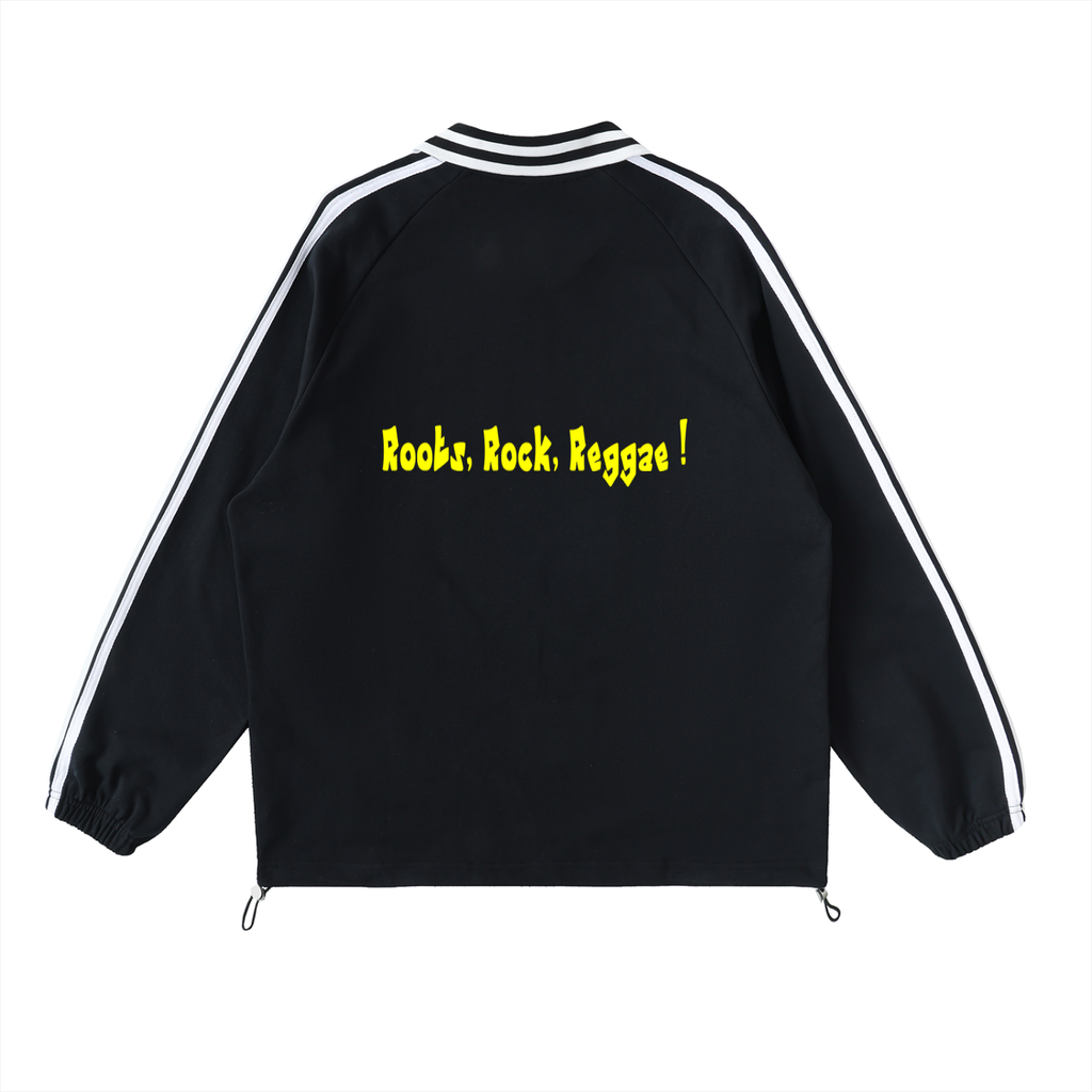 Contrast Striped Lapel Collar Sweatshirt